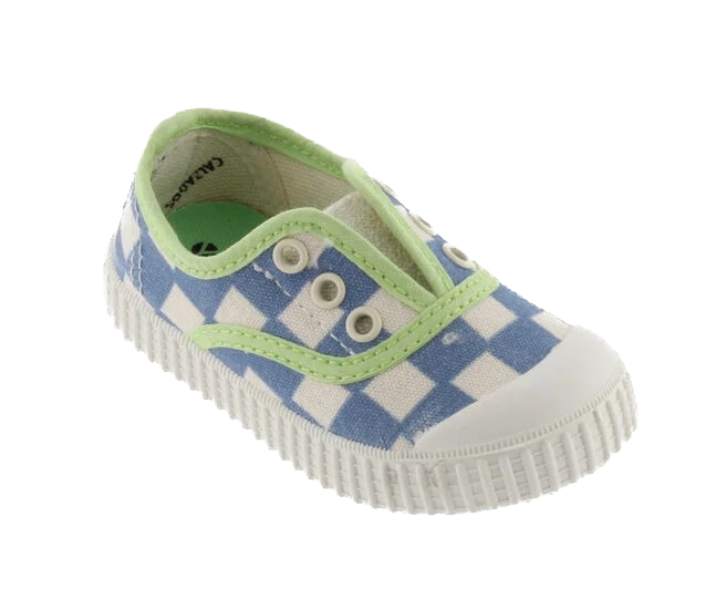 Victoria Schuhe Karierte Canvas-Sneaker für Kinder mit Gummizug - Blau Victoria Schuhe Karierte Canvas-Sneaker für Kinder mit Gummizug - Blau