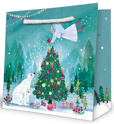 Edition Gollong Geschenktasche klein - Engel, Eisbär & Weihnachtsbaum