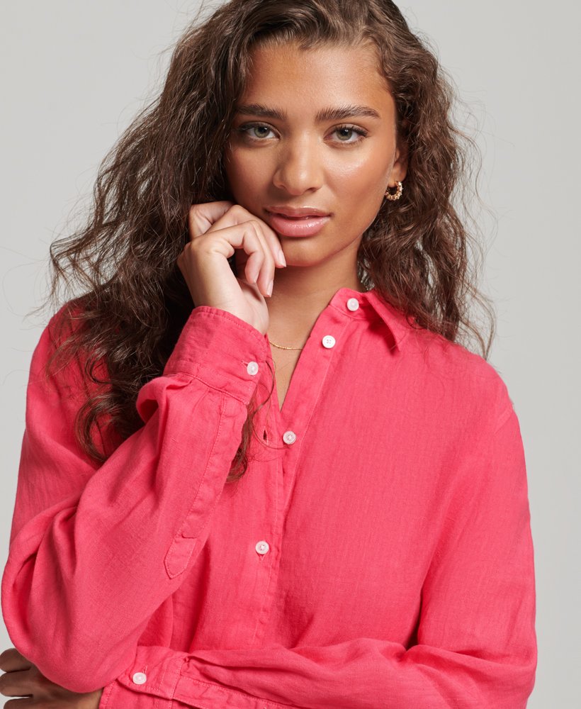 Superdry Lässiges Hemd aus Leinen im Boyfriend-Stil in Pink - SALE Superdry Lässiges Hemd aus Leinen im Boyfriend-Stil in Pink - SALE