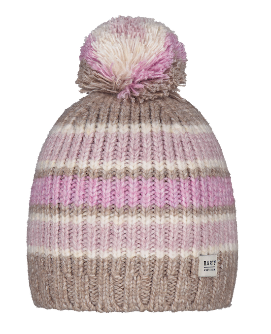 2260_09_IMAGE_PRIMARY Barts Kids Tyanna Beanie Bommel Mütze mit Blockstreifen Creme, Flieder & Taupe