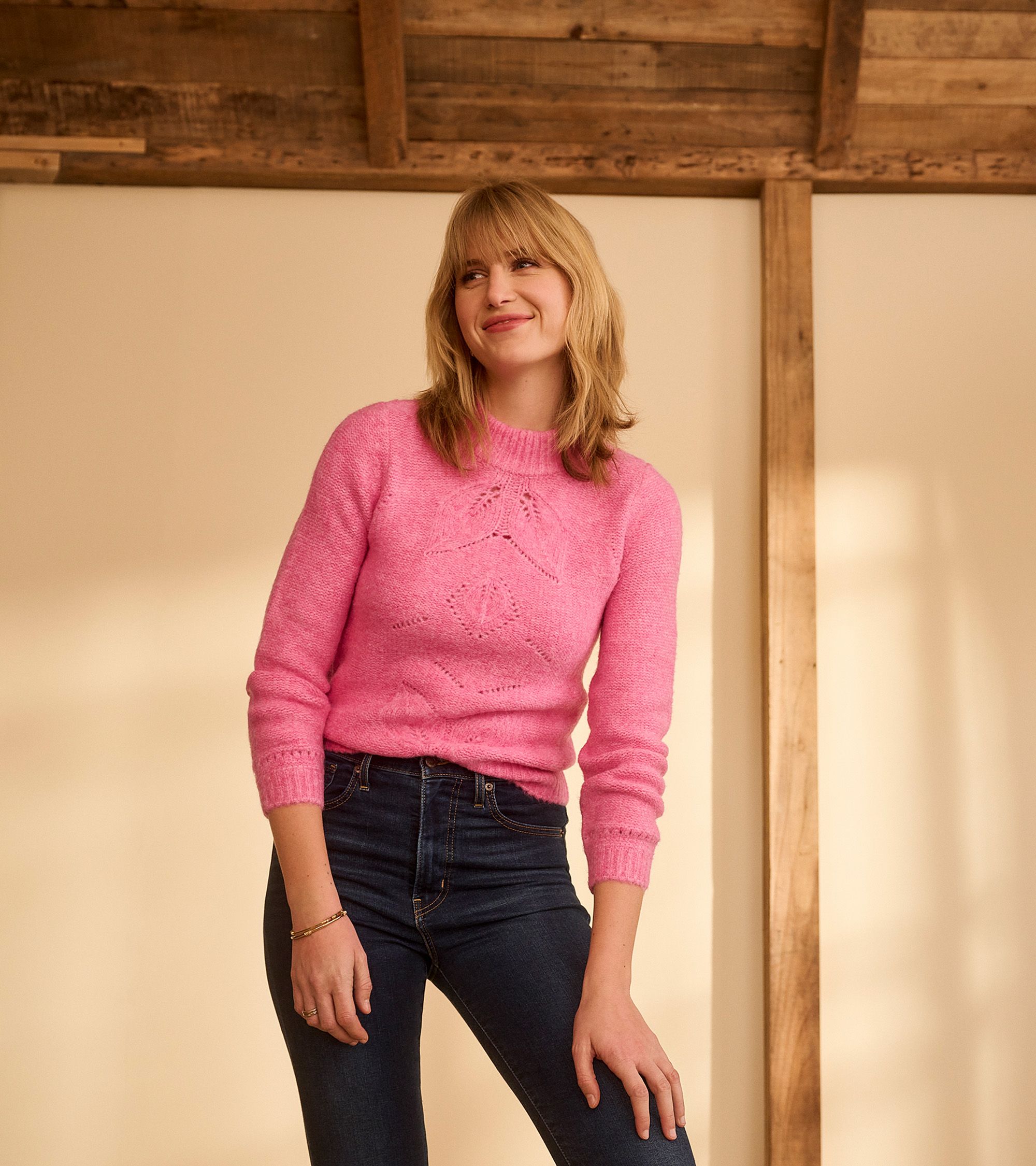 Hatley Damen Petal Kabelstrick Pullover in Pink- SALE