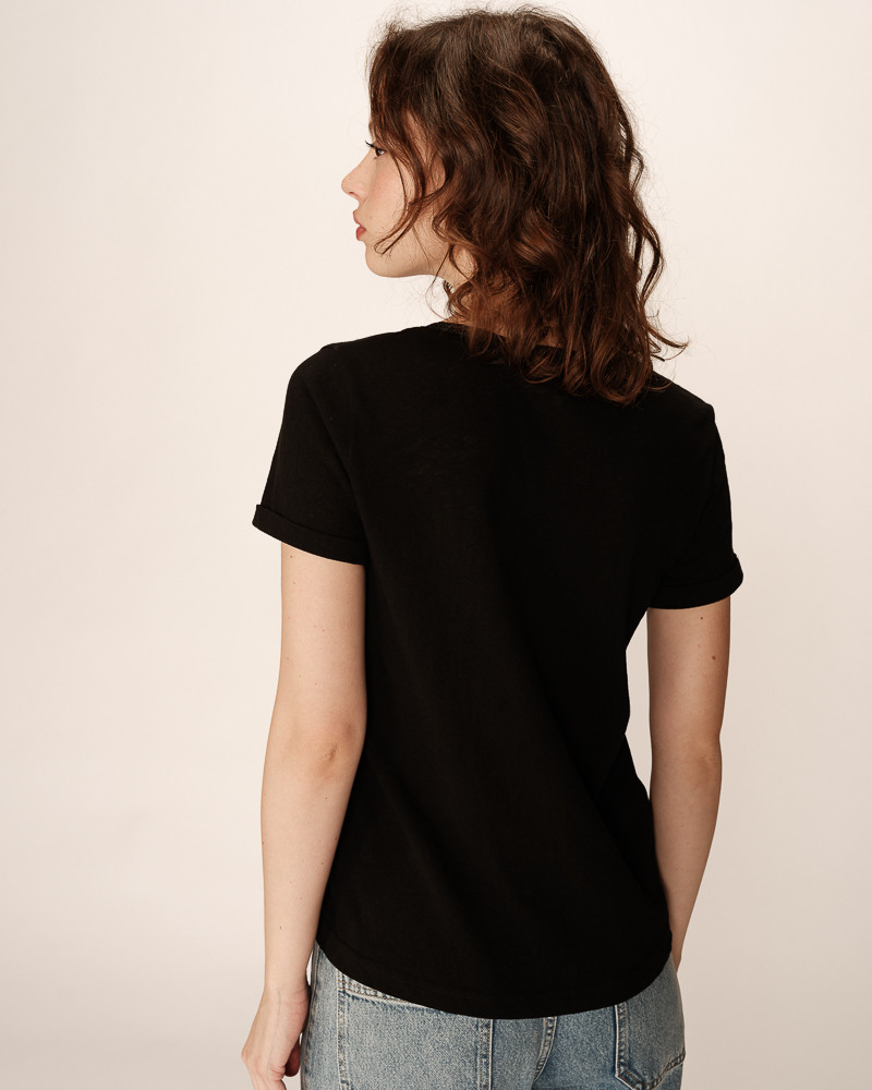 Grace & Mila Pepito V-Auschnitt Kurzarm T-Shirt Top in Schwarz Grace & Mila Pepito V-Auschnitt Kurzarm T-Shirt Top in Schwarz