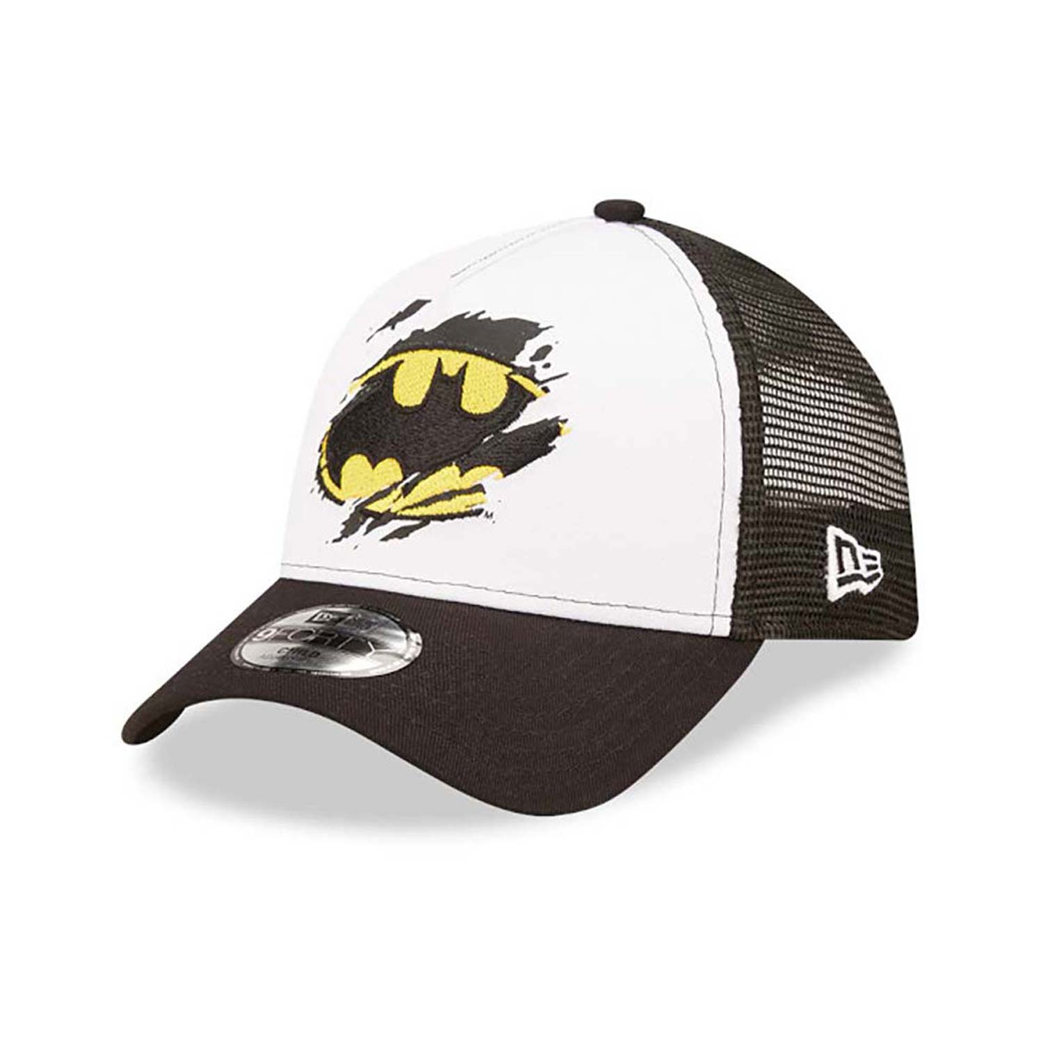 batman-white-child-a-frame-trucker-cap-60358033-left New Era Kids 9FORTY Trucker Cap - Batman Schwarz/Weiß