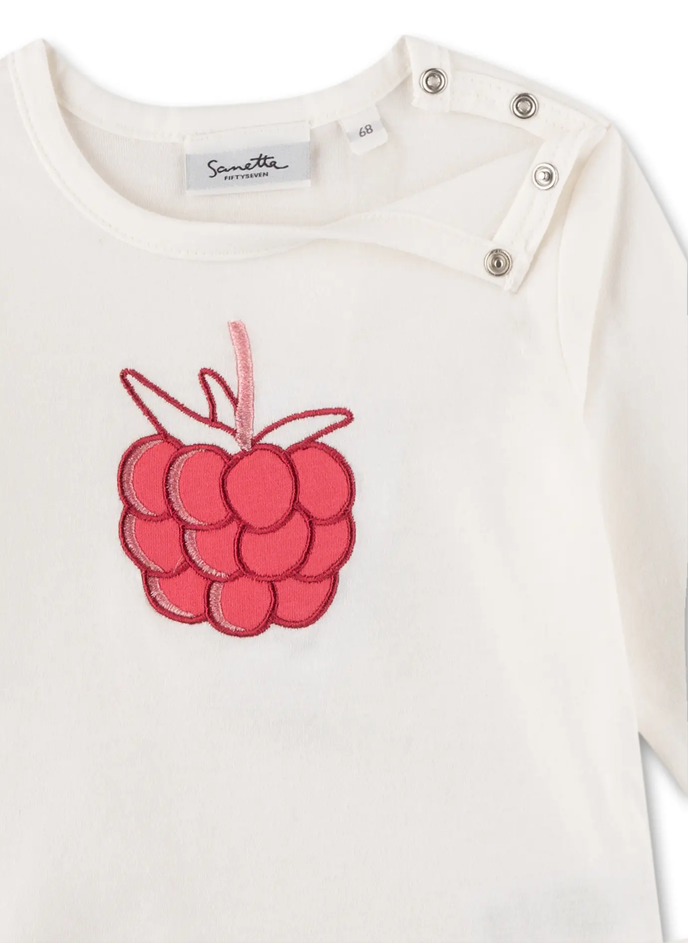 Sanetta Langarm T-Shirt in Weiß - Erdbeere Sanetta Langarm T-Shirt in Weiß - Erdbeere