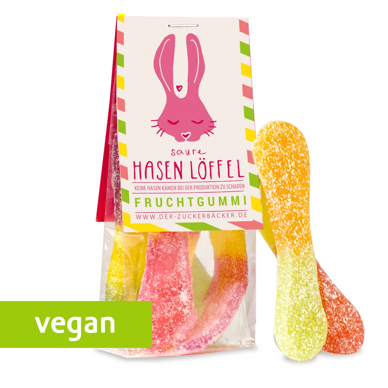 Der Zuckerbäcker Fruchtgummi Naschbeutel Saure Hasenlöffel - Ostern Der Zuckerbäcker Fruchtgummi Naschbeutel Saure Hasenlöffel - Ostern