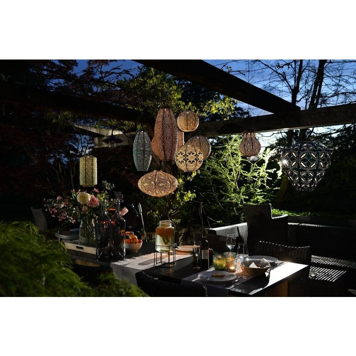 Lumiz Solar Lampion Paisley Long Oval - Solar Gartenbeleuchtung - 20 cm - Meerblau