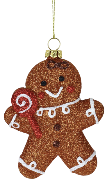HOFF Interieur Weihnachtsschmuck - Gingerbread Man mit Glitzer -Lebkuchenmann in Amber - 1 Stück 