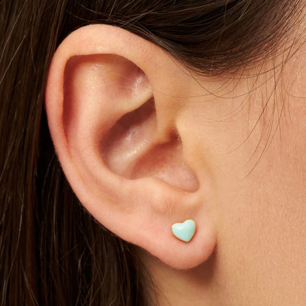 LuLu Love U Stecker Ohrring Emaile Herz in Mint - 1 Ohrring - Minze Herz