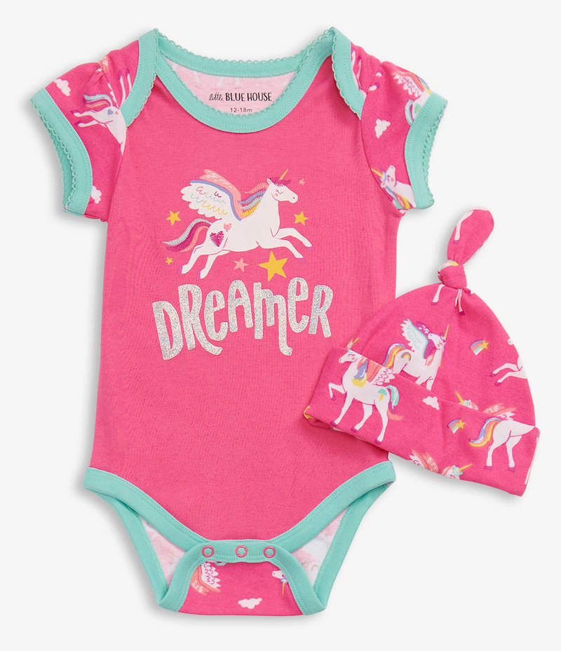 DR4PEGA001 Little Blue House Baby Body & Mütze Set - Pegasus - Dreamer