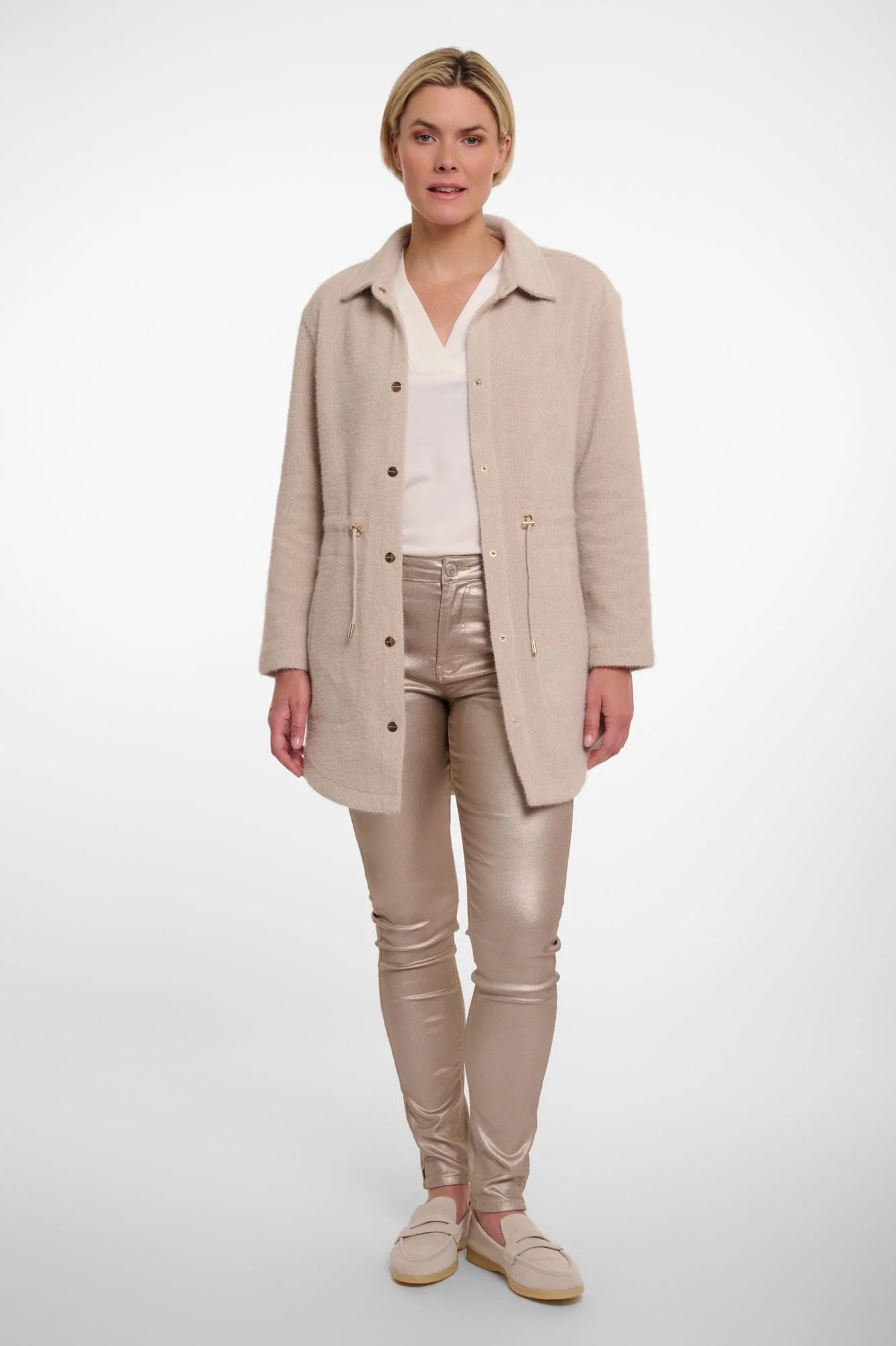 Rino & Pelle Loisa Strickmantel Überhemd in Fog Grey Sandgrau - SALE