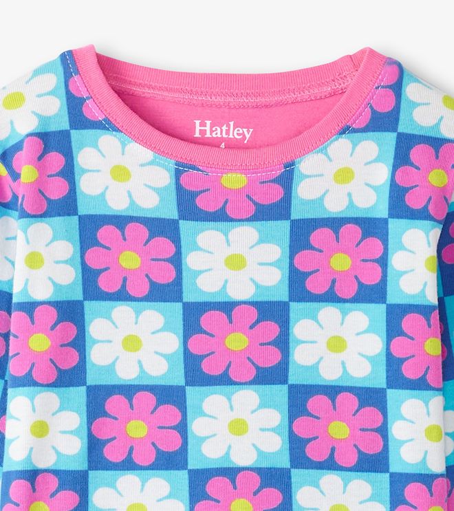 Hatley Langarm GOTS Baumwolle Pyjama - Daisy Blumen mit Checks