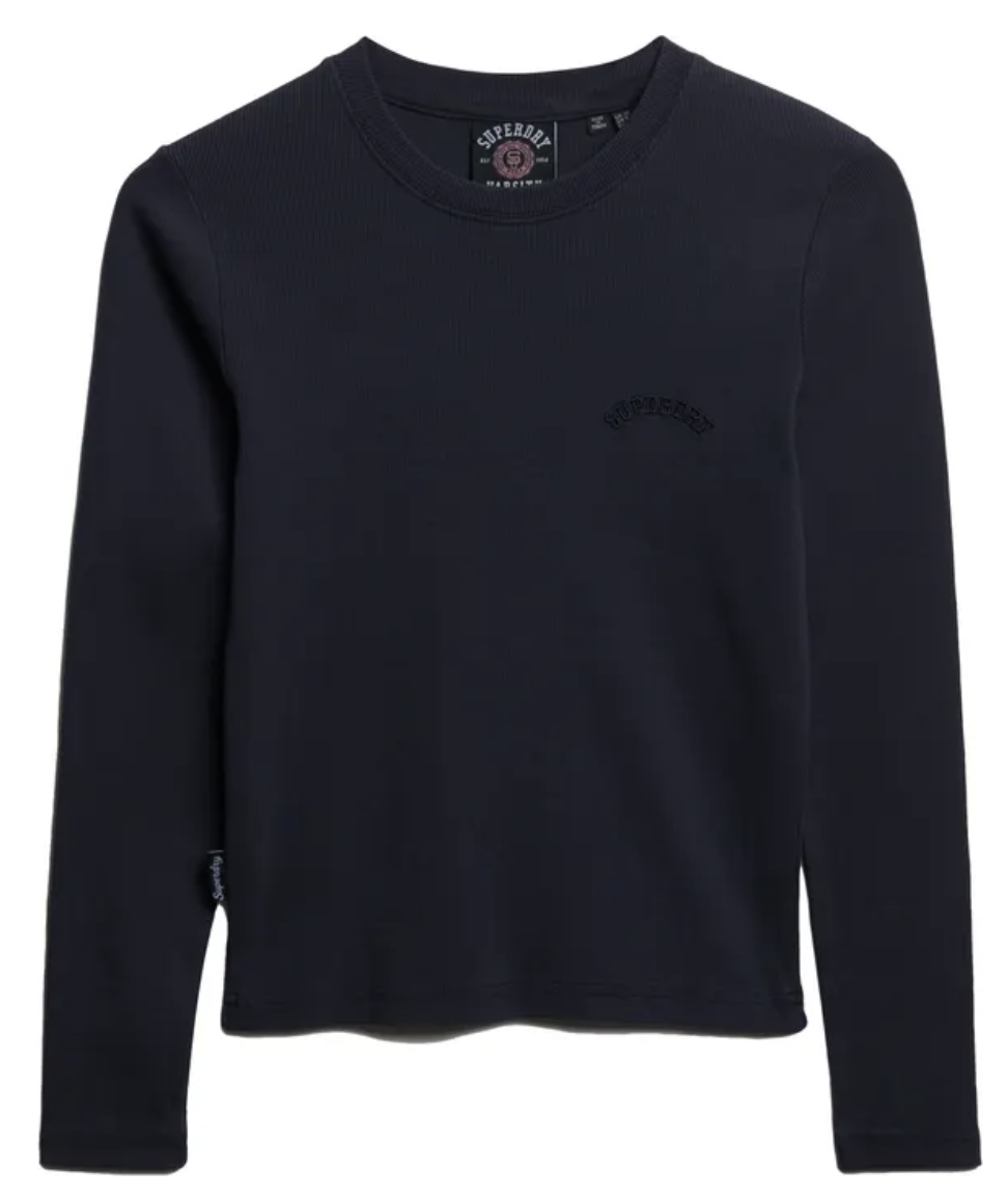 Superdry Damen Langarm Oberteil Mini Logo in Navy Superdry Damen Langarm Oberteil Mini Logo in Navy