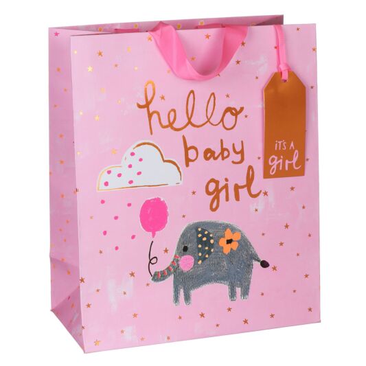glick-glps77-paper-salad-baby-girl-large-gift-bag Glick Geschenktasche Large - Baby Girl Elefant