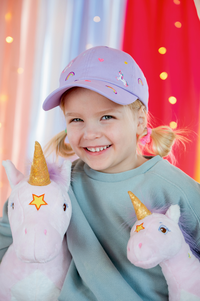 Die Spiegelburg Cap für Mädchen in Flieder mit Patches - Einhorn-Paradies