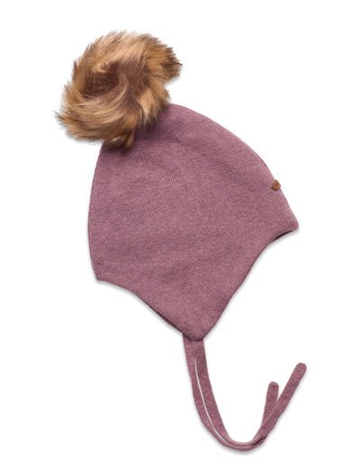 Minymo Wintermütze mit abnehmbarem Bommel & Baumwolle Futter in Elderberry Rosa