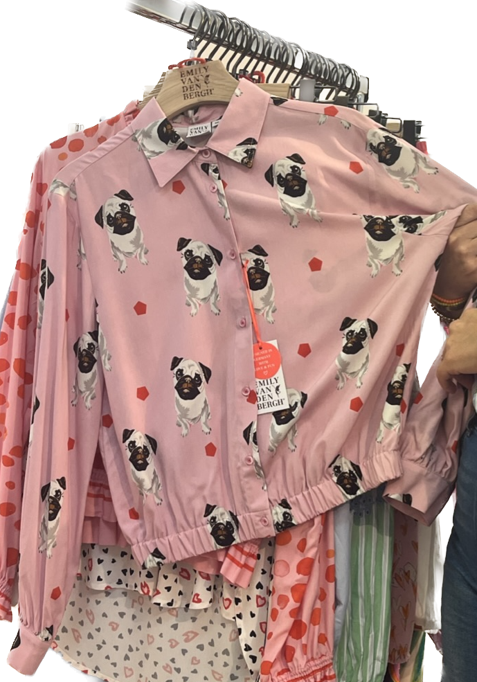 Emily van den Bergh Langarm Bluse in Pink - Hundeliebe - Pug Emily van den Bergh Langarm Bluse in Pink - Hundeliebe - Pug