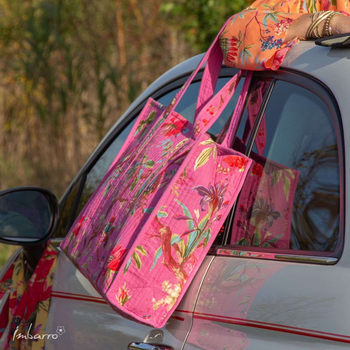 Imbarro Gesteppte Shopper Tasche Paradise in Purpur Pink 
