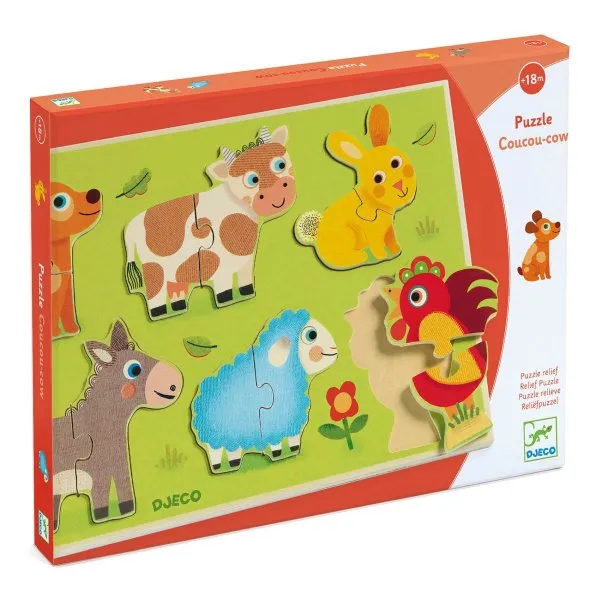 DJ01259_2 Djeco Holzpuzzle: Coucou cow - Farmtiere