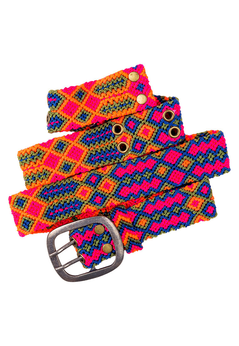 Smitten Perugürtel Geknotet Adriana Festival - Blau mit Neon Pink & Orange Smitten Perugürtel Geknotet Adriana Festival - Blau mit Neon Pink & Orange