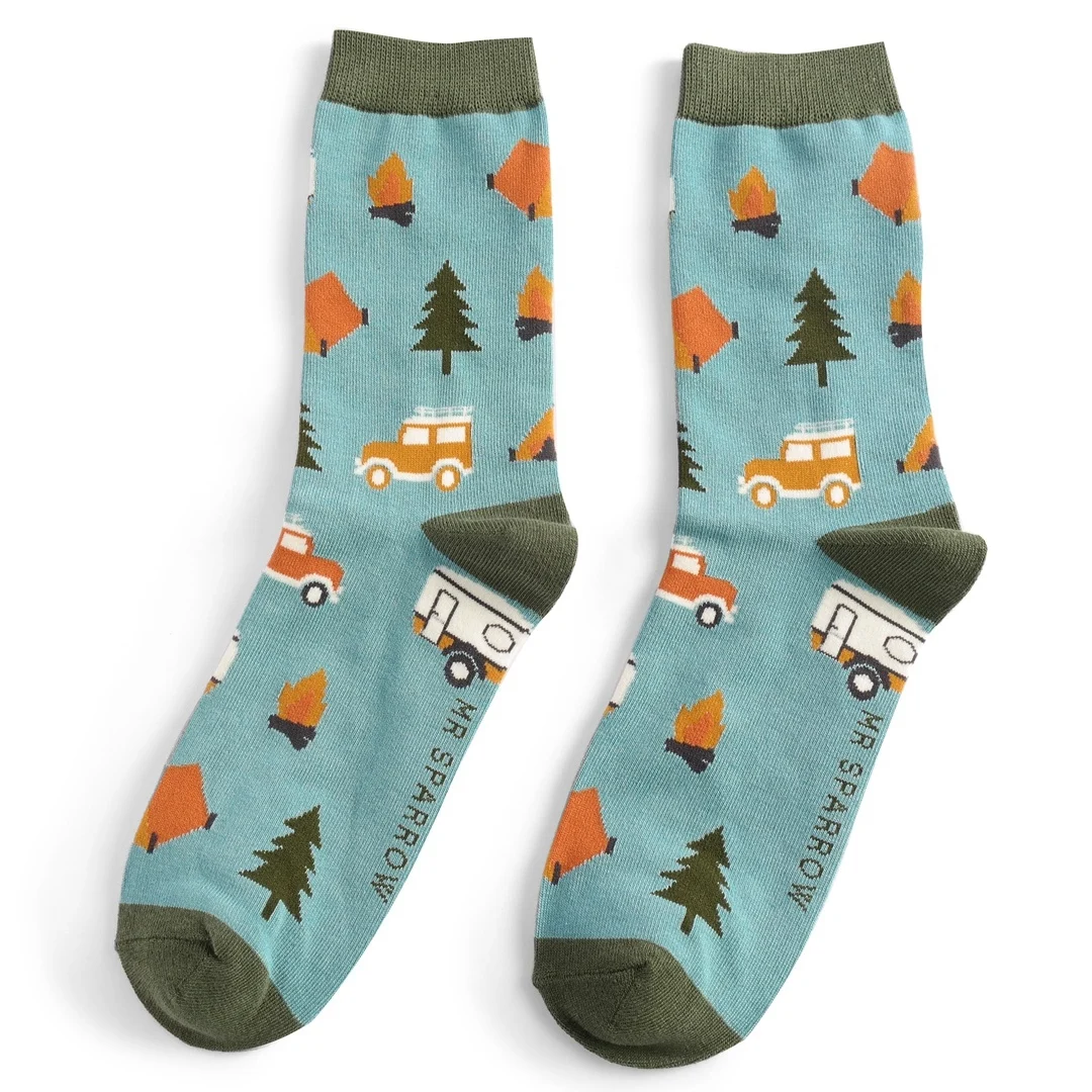 Mr. Heron Bambus Herren Socken in Blau - Camping Mr. Heron Bambus Herren Socken in Blau - Camping