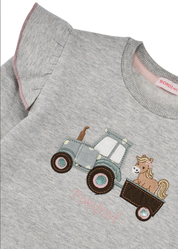 Bondi Baby Mädchen Sweatshirt in Grau - Pferdegespann 