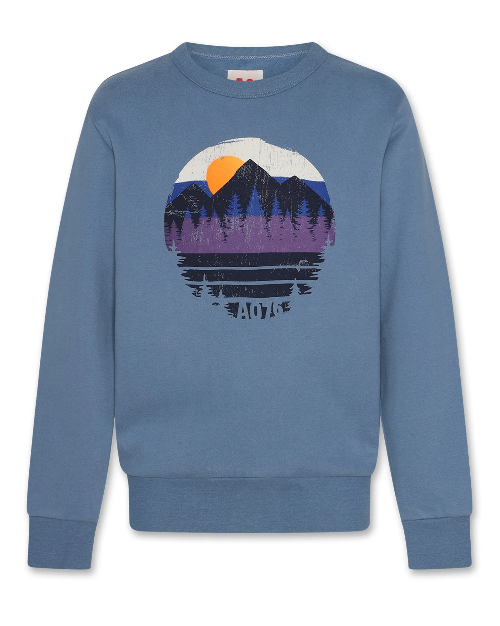 AO 76 Pullover Tom mit Berg-Print vorne - Blau - SALE