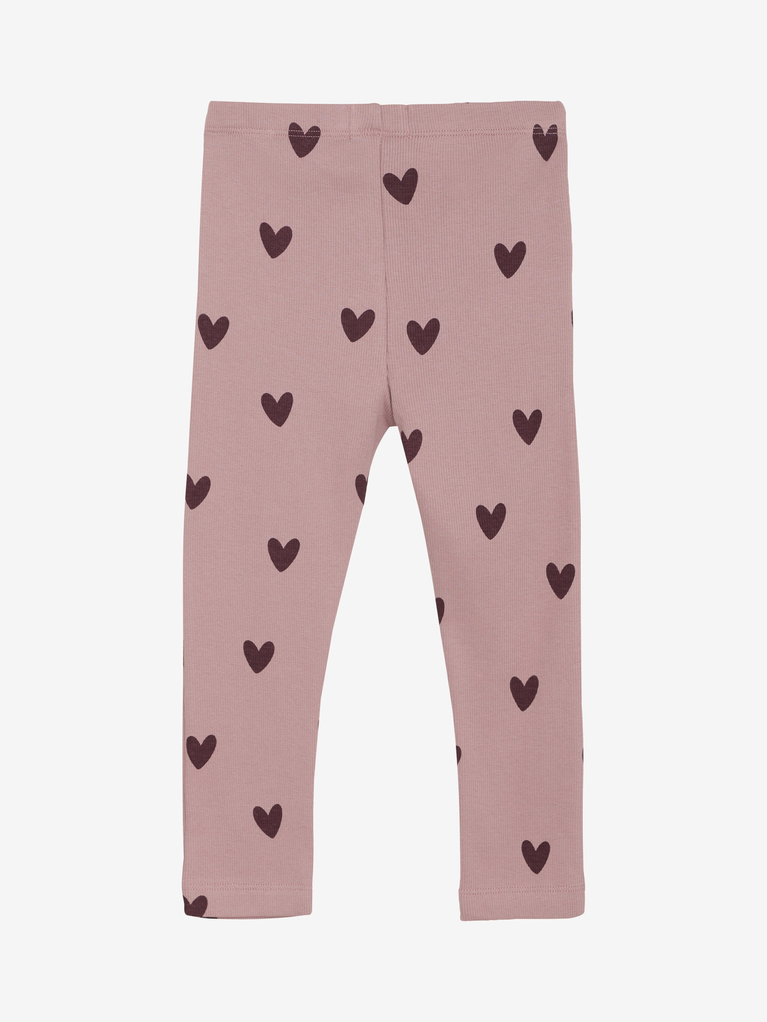 Creamie Leggings gerippt mit Herzen - Woodrose/Altrosa