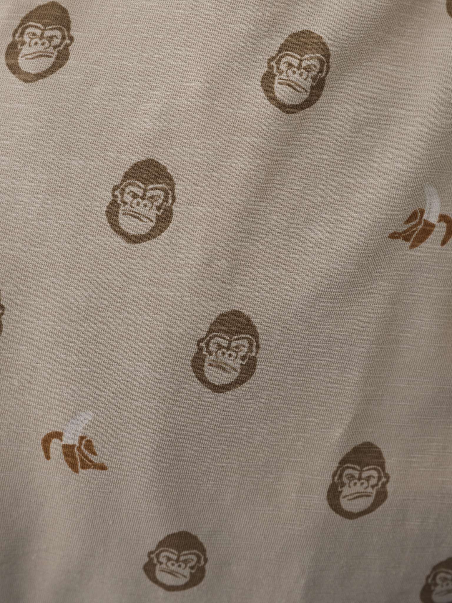Minymo Langarm Shirt mit allover Print Affen - Oxford Tan/Beige - SALE