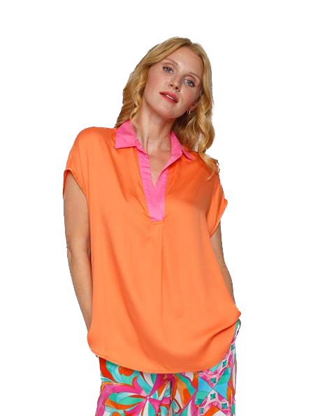 Emily van den Bergh Cooles Colourblocking Blusentop in Orange - SALE
