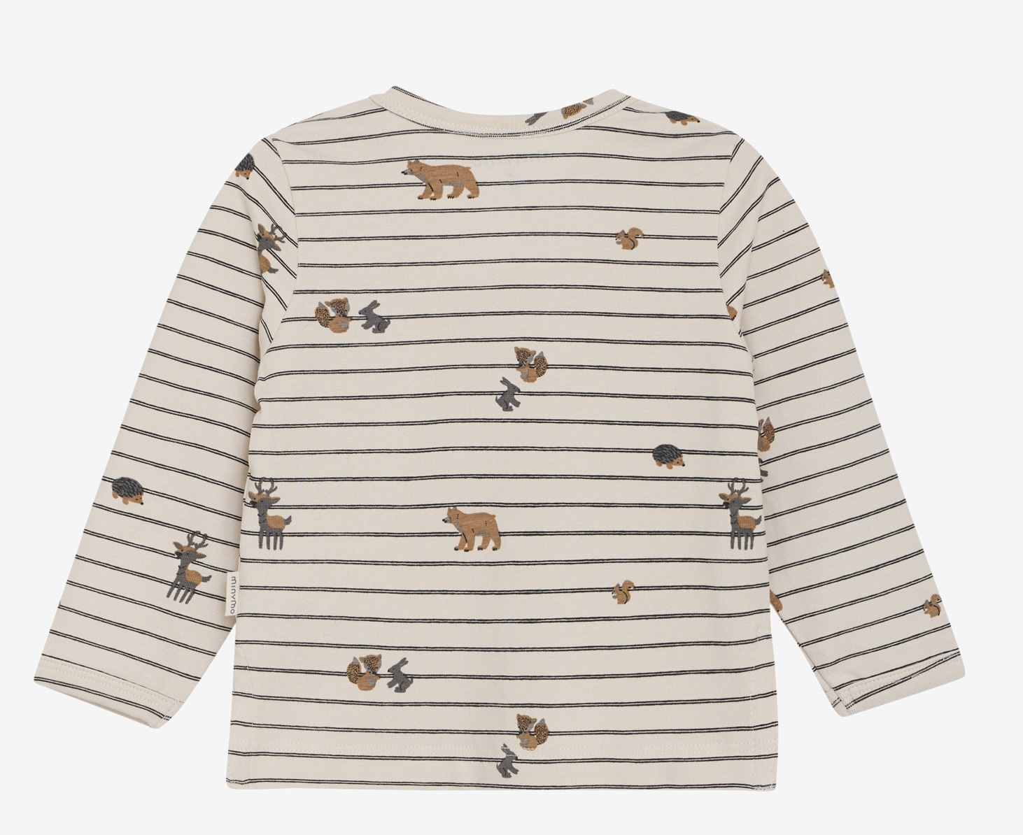 Minymo Langarm Shirt gestreift mit Tierchen - Sandshell/Beige 