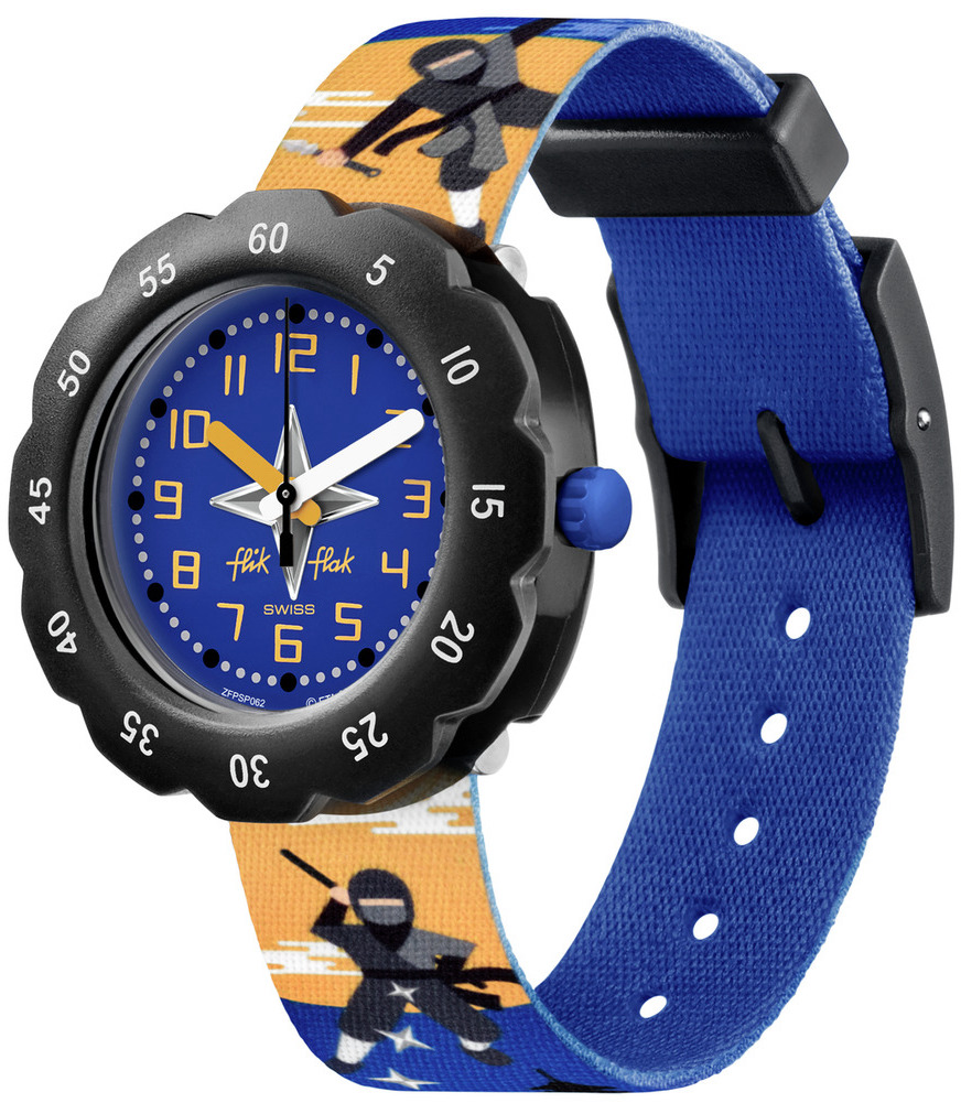 ninja Flik Flak Uhr Kinderuhr - Ninjamazing - Ninja Blau/Orange