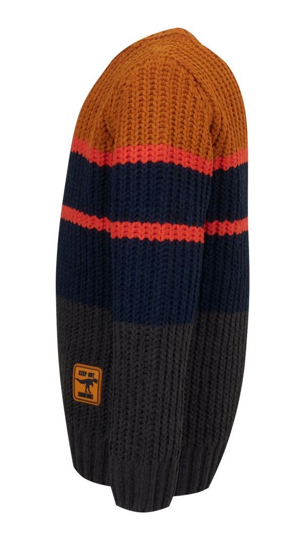 Someone-Pullover Someone Four Strickpulli Pullover mit Blockstreifen Cognac, Navy & Grün