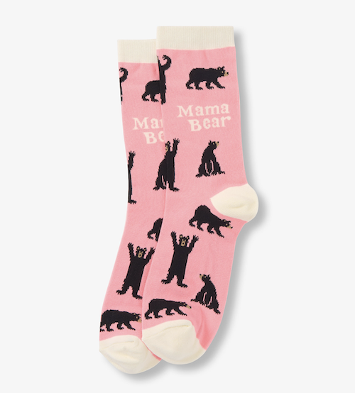 Little Blue House Damen Socken in Rosa - Schwarze Bären - Mama Bear