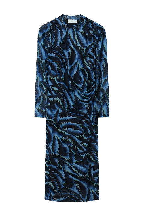 POM Amsterdam Kleid Feathers Blue Mesh - Blau/Grün - SALE