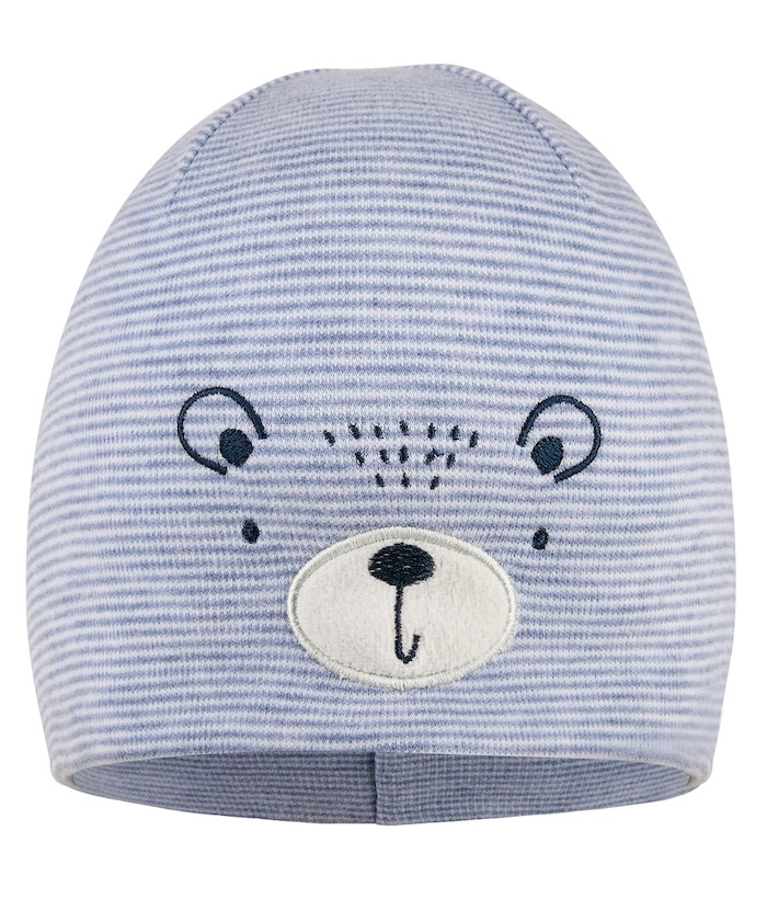 Sterntaler Beanie in Blau mit Bären-Stickerei - Bärengesicht Sterntaler Beanie in Blau mit Bären-Stickerei - Bärengesicht