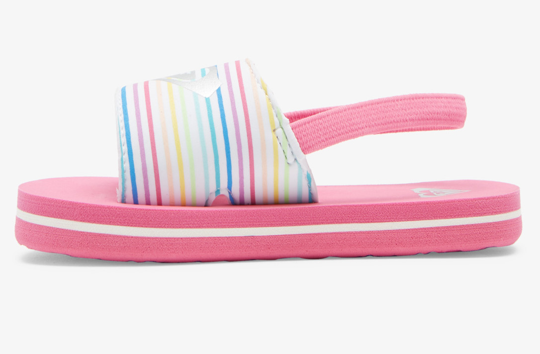 Roxy Girls Finn Badeschuhe Sandale in Pink mit Regenbogen Streifen - SALE