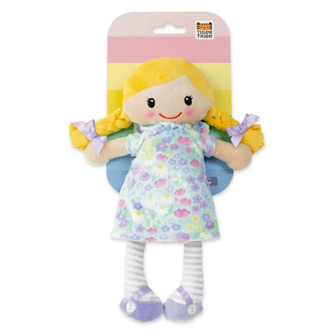 Tiger Tribe Mini Puppe Stoffpuppe Charlie mit Mint Blumen Kleid & Zöpfe Blond Tiger Tribe Mini Puppe Stoffpuppe Charlie mit Mint Blumen Kleid & Zöpfe Blond