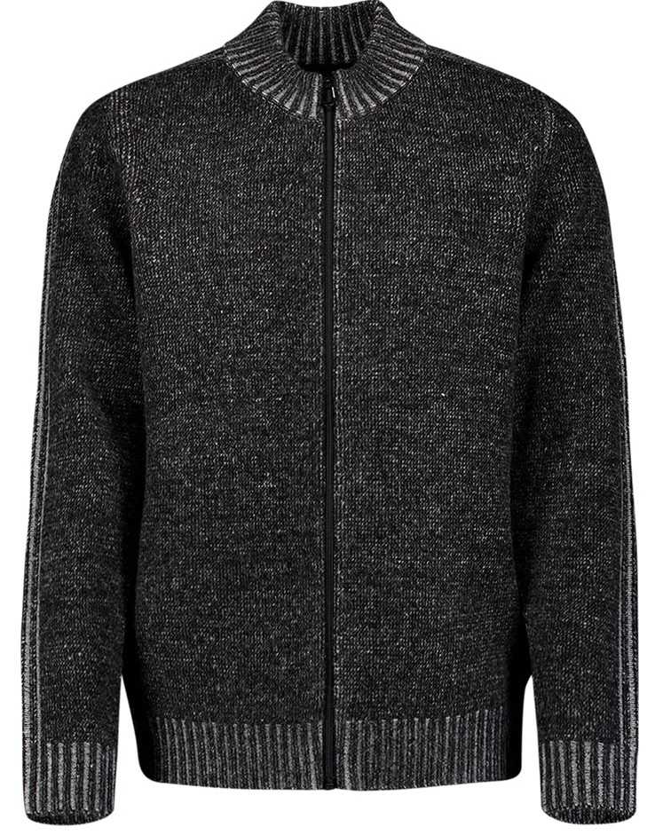 Herren zweifarbige Strickjacke Schwarz/Grau
