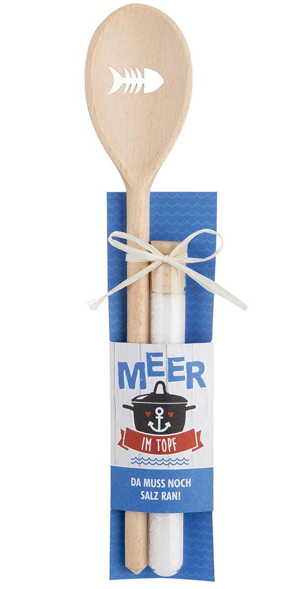 46735 Gilde Holz Kochlöffel & Meersalz Set - Meer im Topf