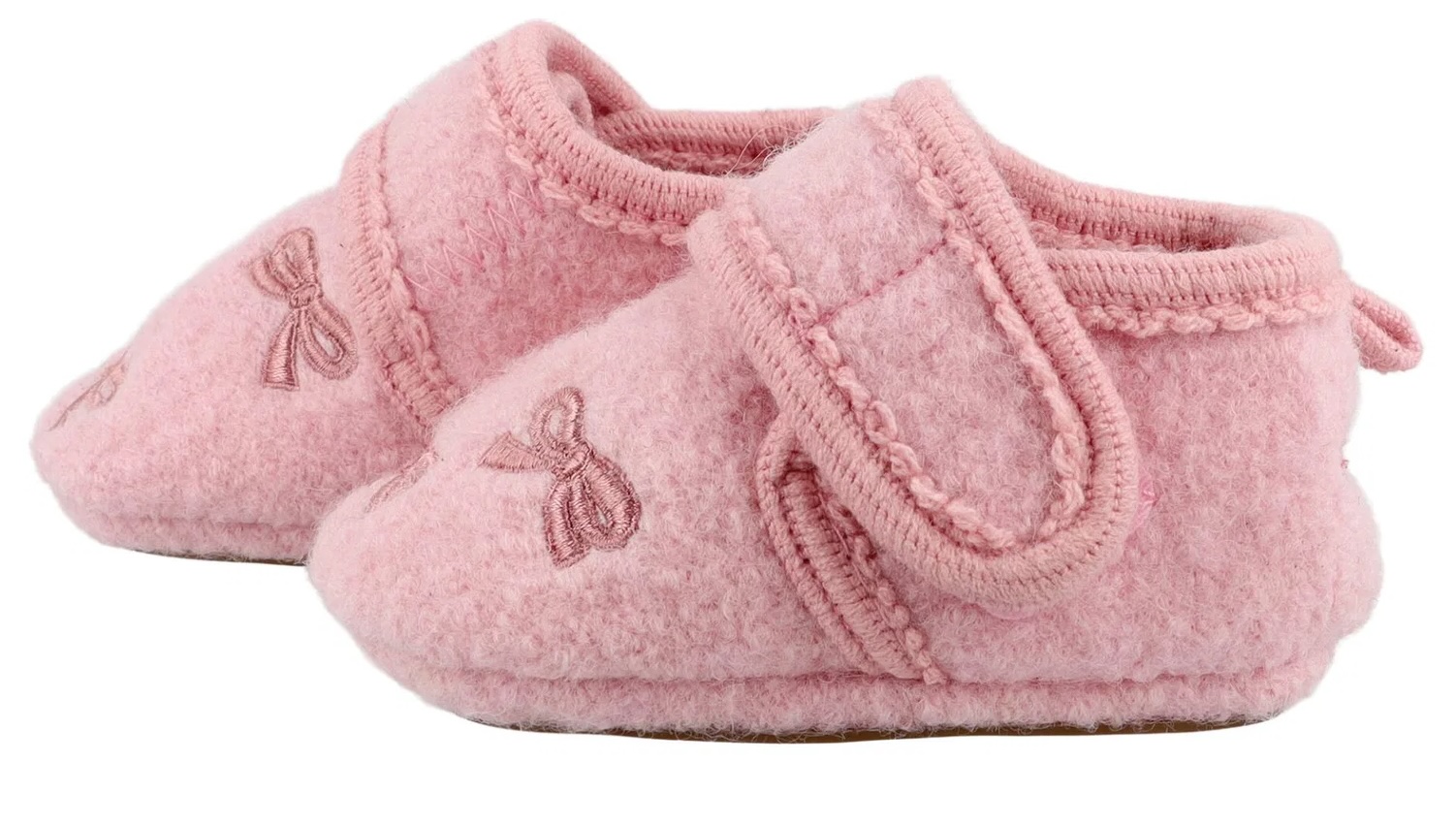 maximo Mädchen Lauflernschuhe aus Wolle in Altrosa mit Schleifenstickerei und Klettverschluss maximo Mädchen Lauflernschuhe aus Wolle in Altrosa mit Schleifenstickerei und Klettverschluss