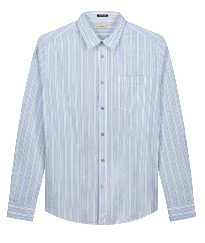 DSTREZZED Clay Seersucker Stripe Hemd - Hellblau Gestreift - SALE