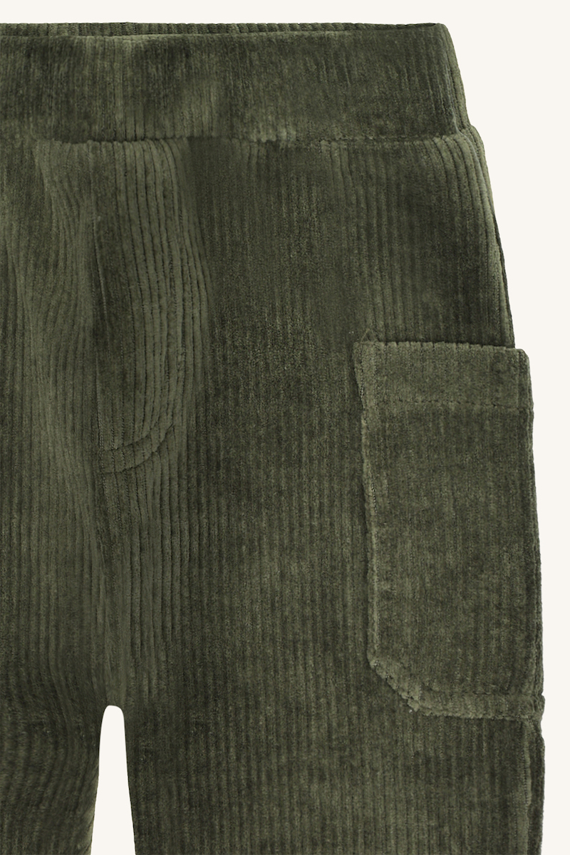 Hust & Claire Ribbed Velour Cord Hose in Oliv Grün Deep Ivy