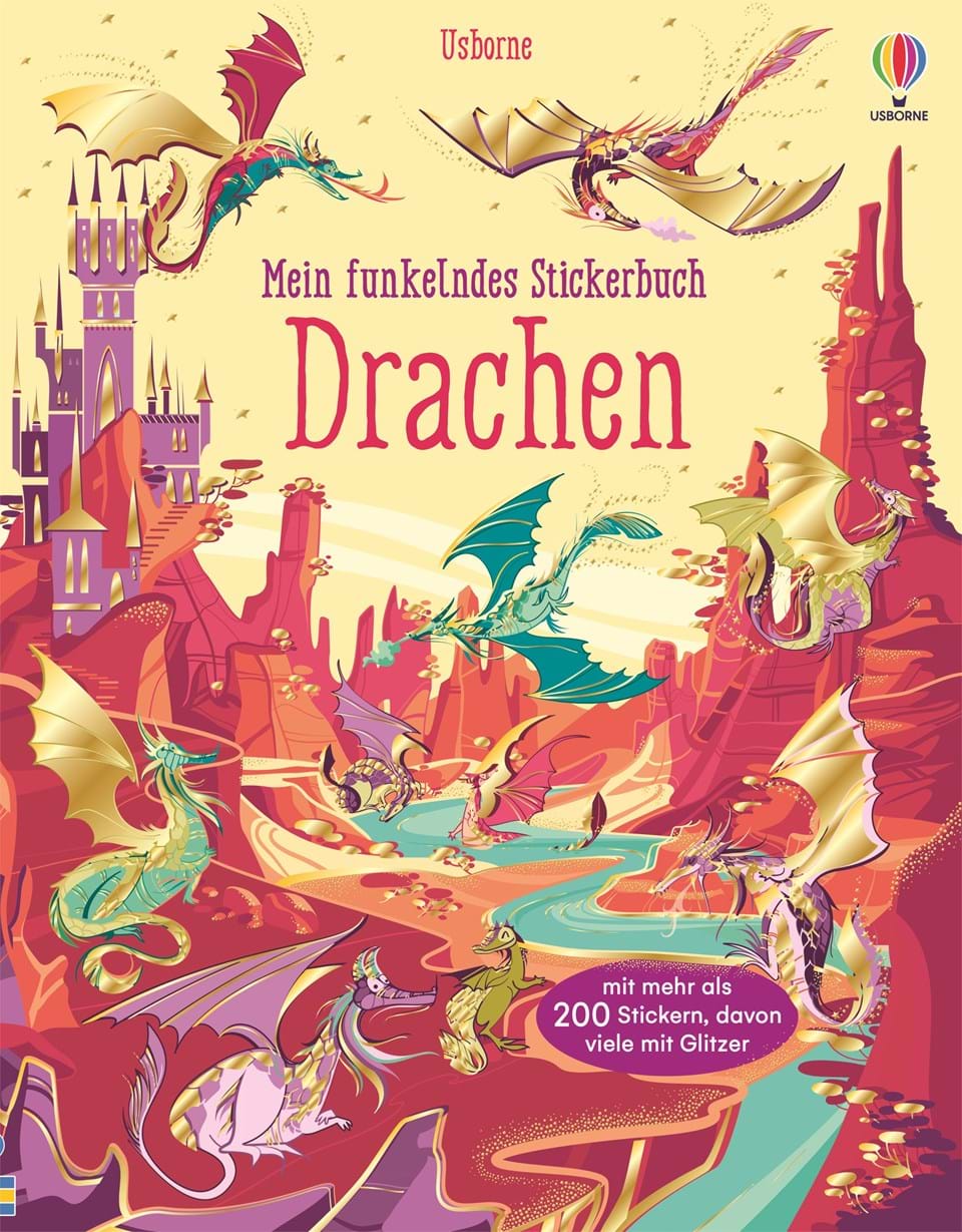 drachen-funkeln Usborne Mein funkelndes Stickerbuch Drachen