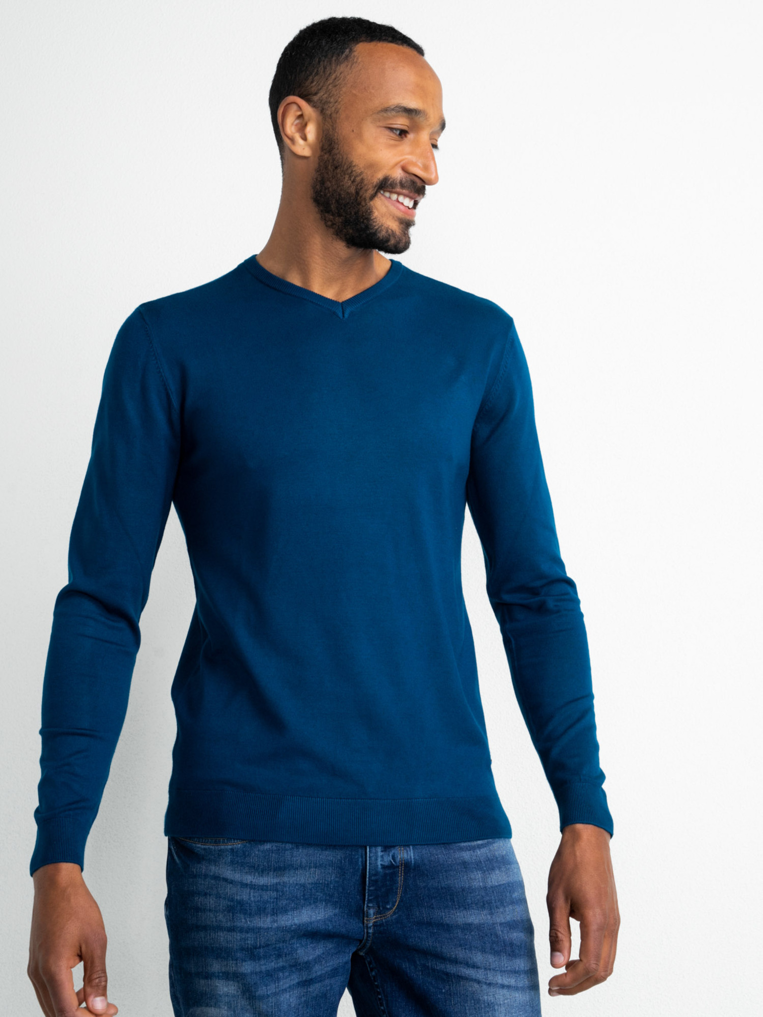 Petrol Industries Feinstrickpullover V-Ausschnitt Pullover - Dark Lagoon Blau - SALE