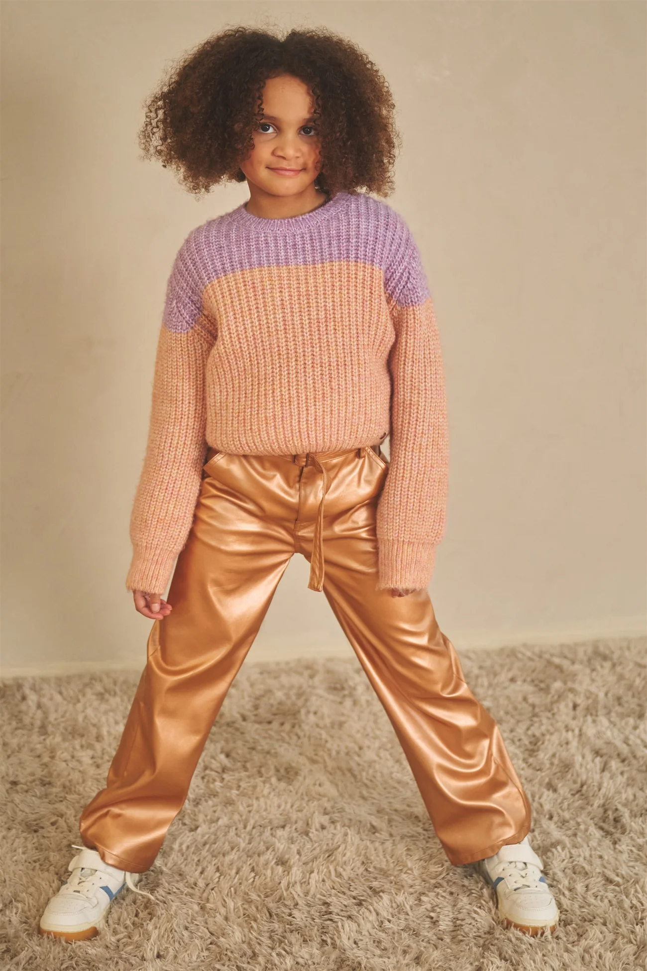 NONO Kem Colorblock Strickpullover in Coral & Flieder - SALE