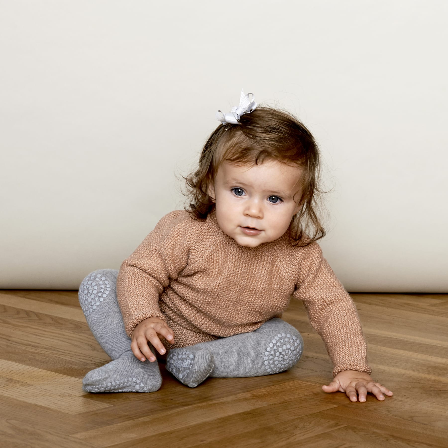 GoBabyGo Grip Krabbelstrumpfhose Wolle in Grau