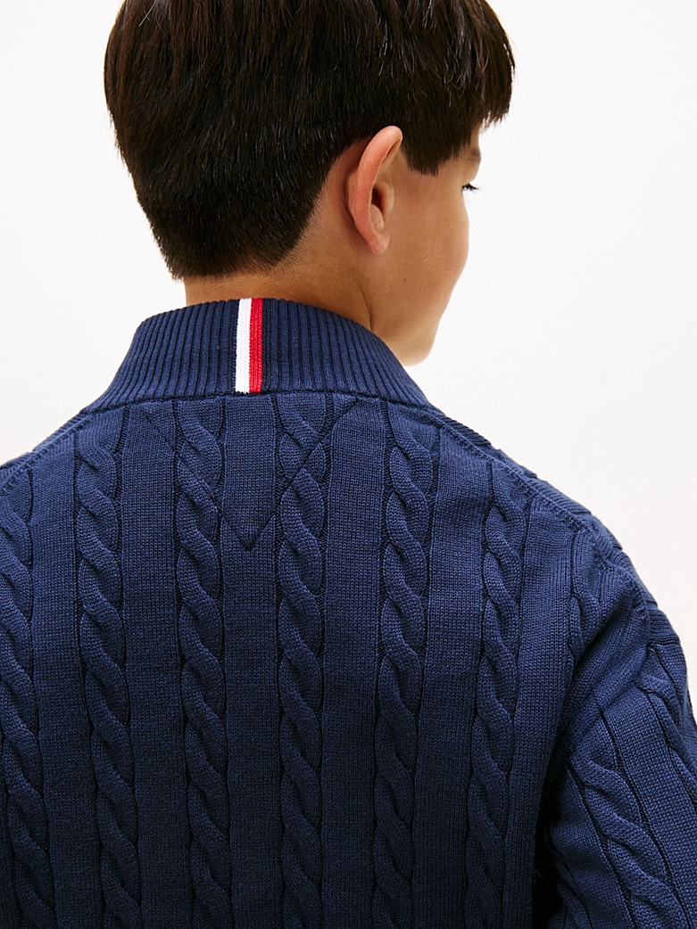 Tommy Hilfiger Strickpullover mit halblangem Reißverschluss - Navy