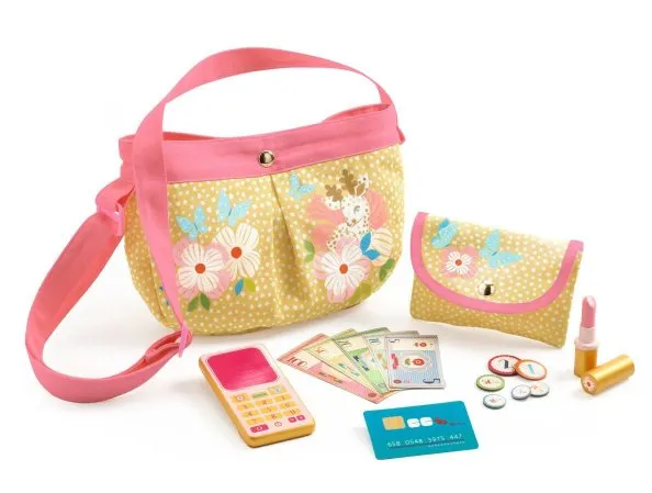 Djeco Orelia's Handtasche mit Geldbeutel, Handy Lippenstift, Kreditkarte & Geld