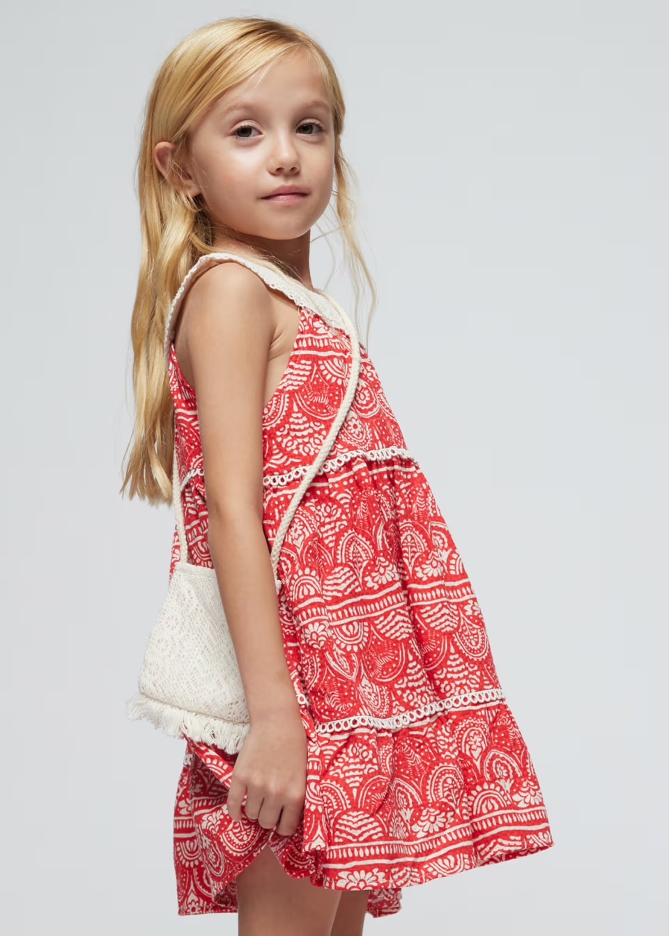 Mayoral Kleid Guipure mit Handtasche in Rot