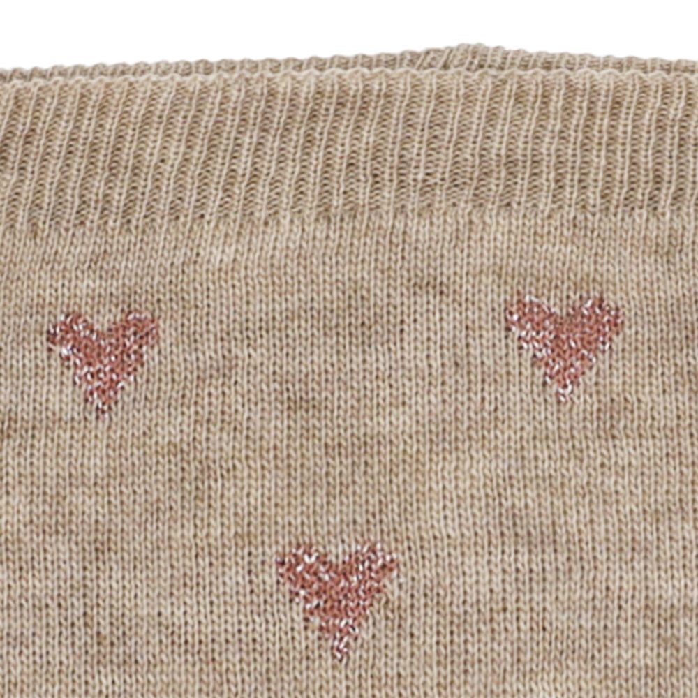 Maximo Kinder Loop Schal in Beige mit Wolle und Fleece Futter - Glitzer Herzen